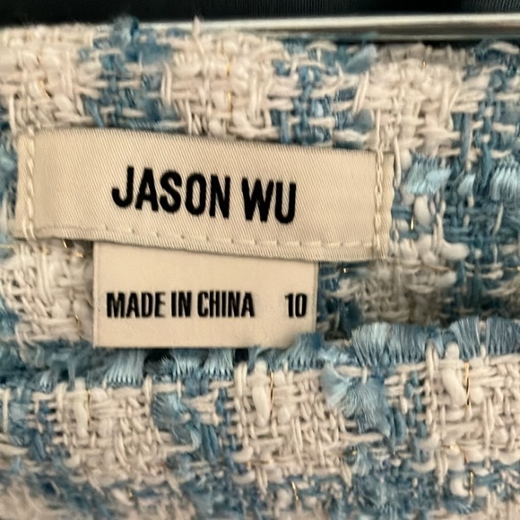 Jason Wu: Sky Blue/White Tweed Cropped Blazer & Skort Set- size 10 - Picture 15 of 16